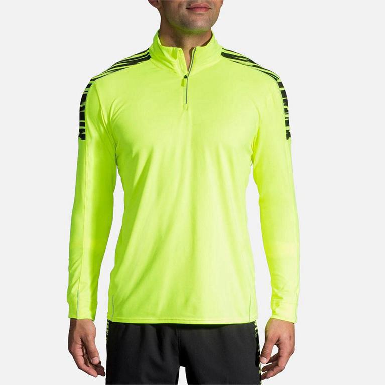 Brooks NIGHTLIFE HALF ZIP Running Jackets Mens Outlet - Yellow (FJI617458)